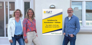 Das Team von FaKT am neuen Standort an der Kirchhofstraße 13 in Cloppenburg (v.l.) Karin von Grönheim, Barbara Gierse und Egon Landwehr. Foto: Caritas-Verein Altenoythe